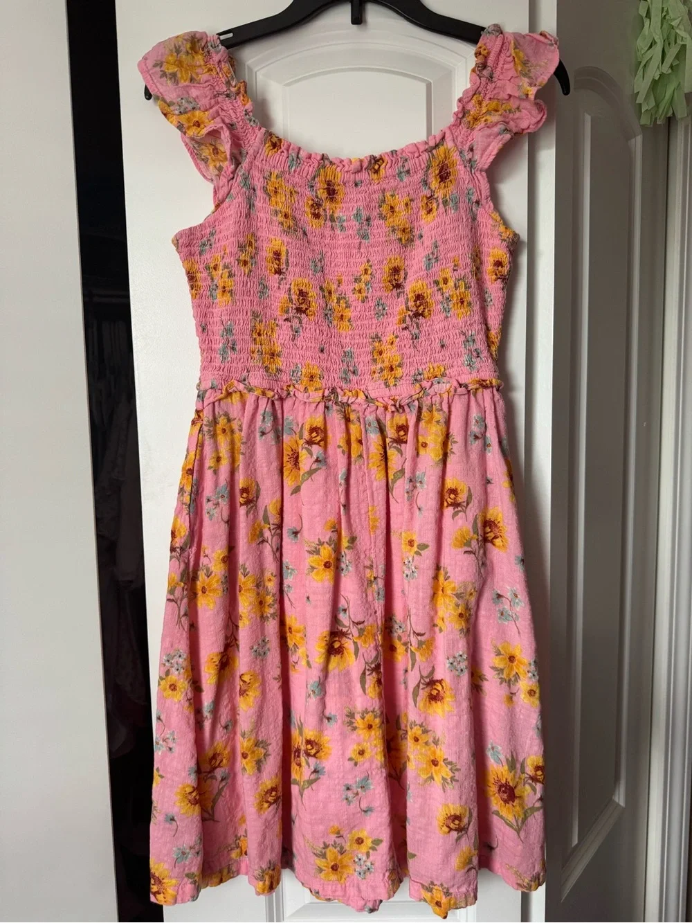 Old Navy Pink Dress with Yellow Floral Print